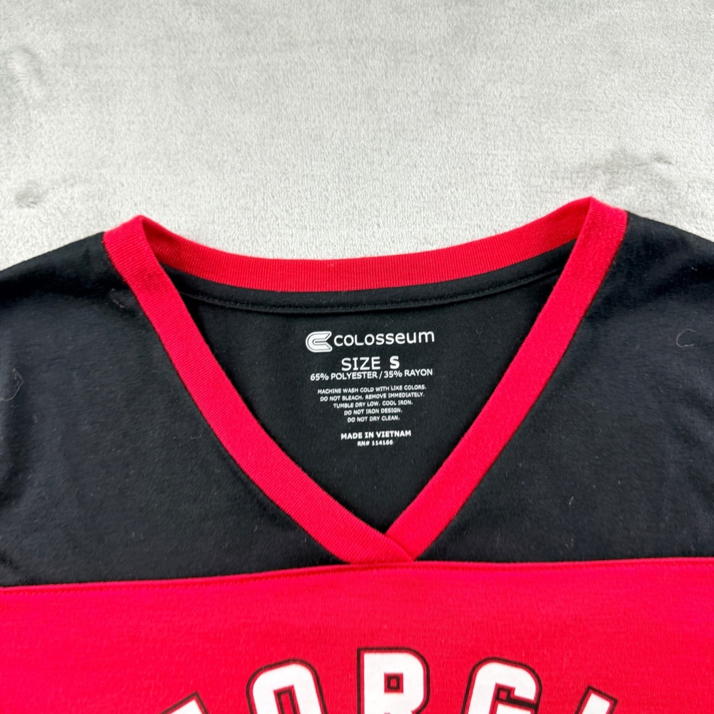 Colosseum Georgia Bulldogs Women's Small Long Sleeve V-Neck Shirt Red Black - Picture 3 of 7